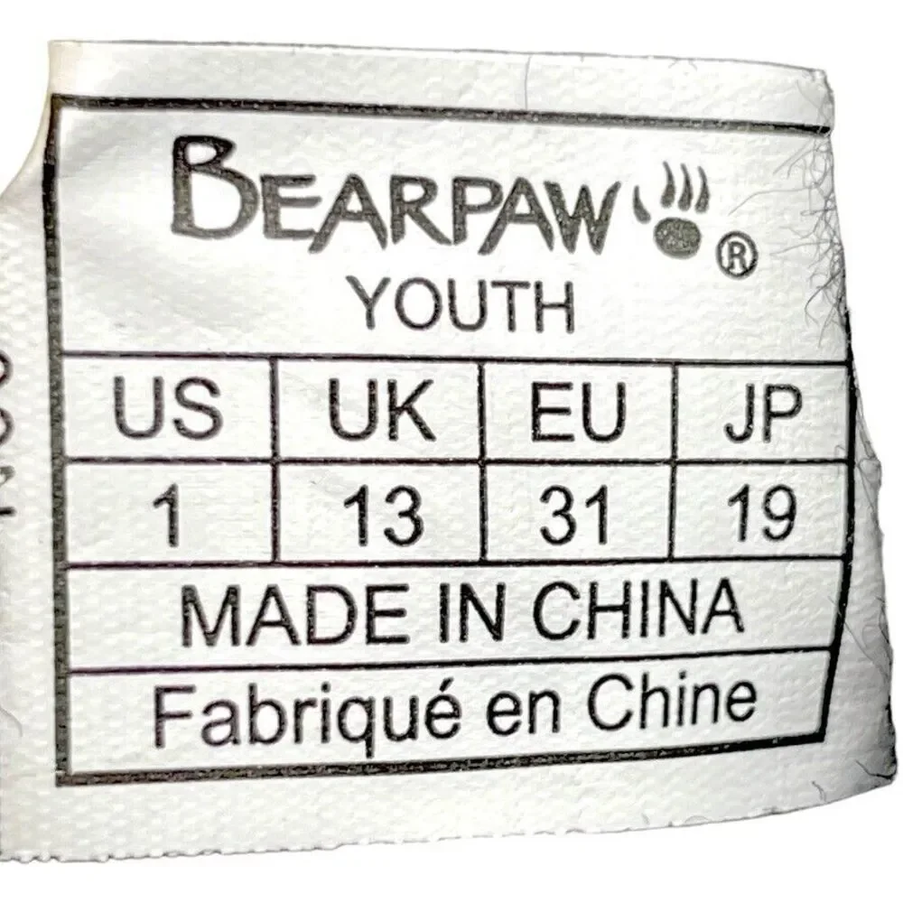 BearPaw Youth Elle Black Cow Suede Wool Blend Short Snow Boot Size 1 WIDE‎